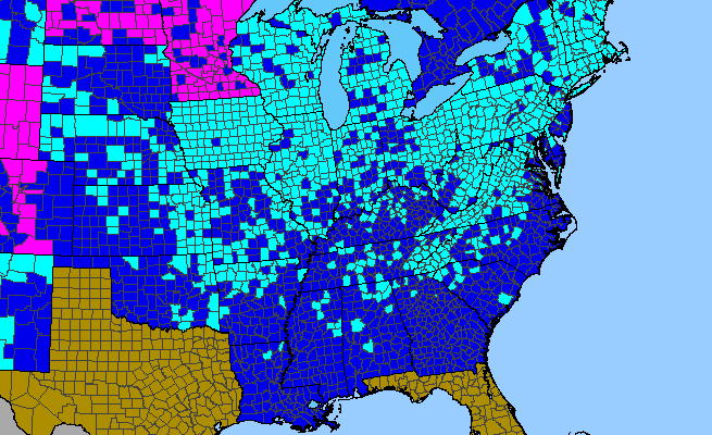 The range of Arctium minus